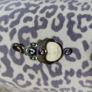 Amethyst and sterling silver pendant